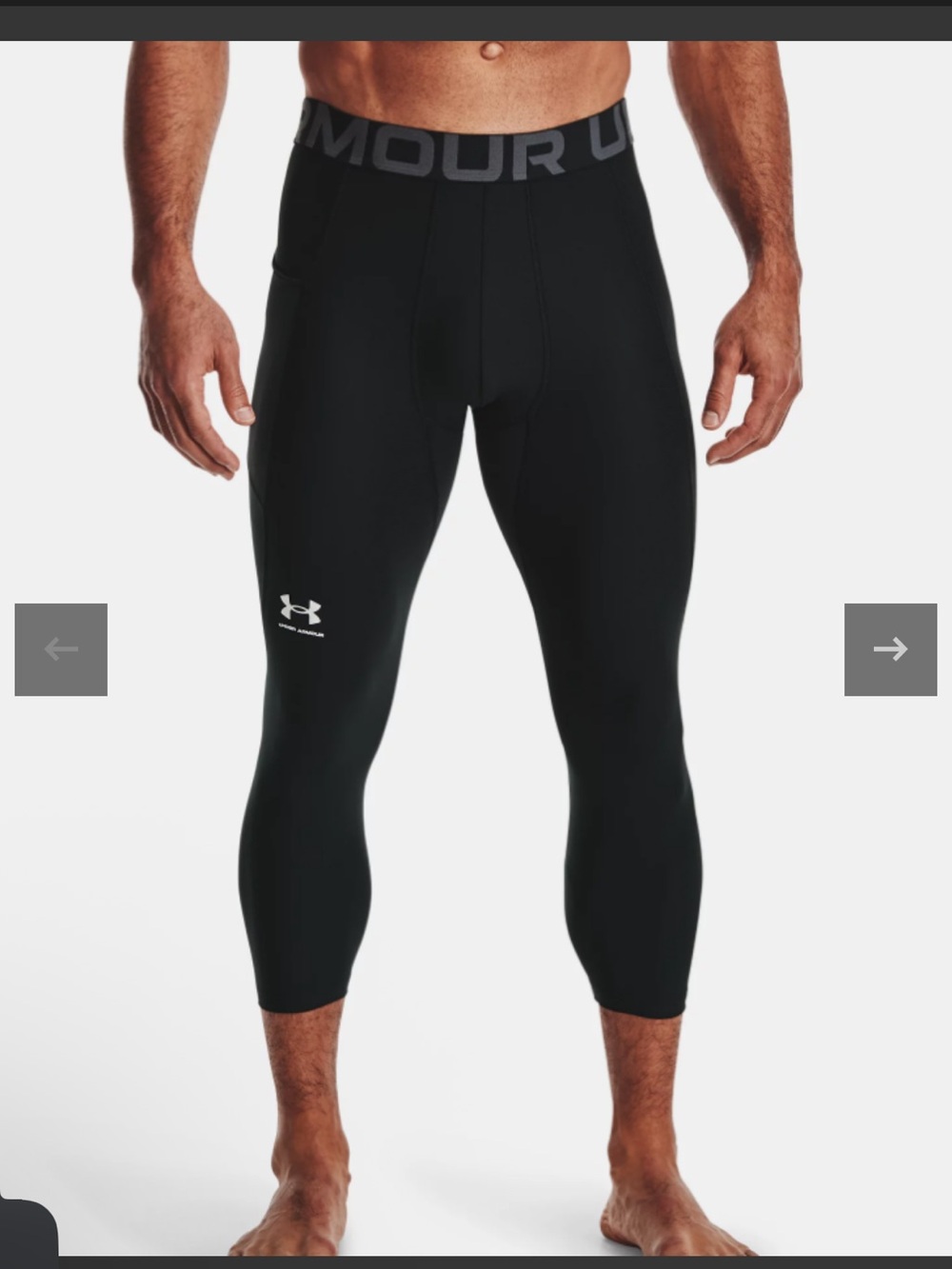 Under Armour Men's Heat Gear Armour 3/4 Leggings - 1361588 Black Size Medium